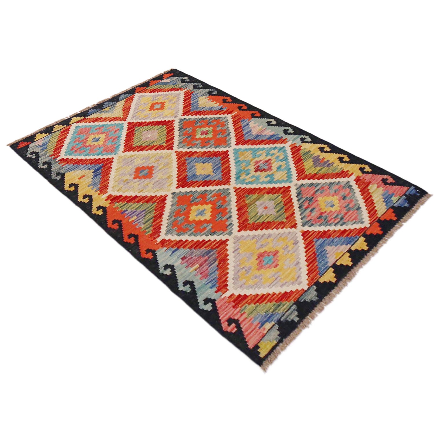 Handmade Afghan Vegetable Kilim 2' 9" x 4' 3" ft / 84 x 130 cm - No. P36448