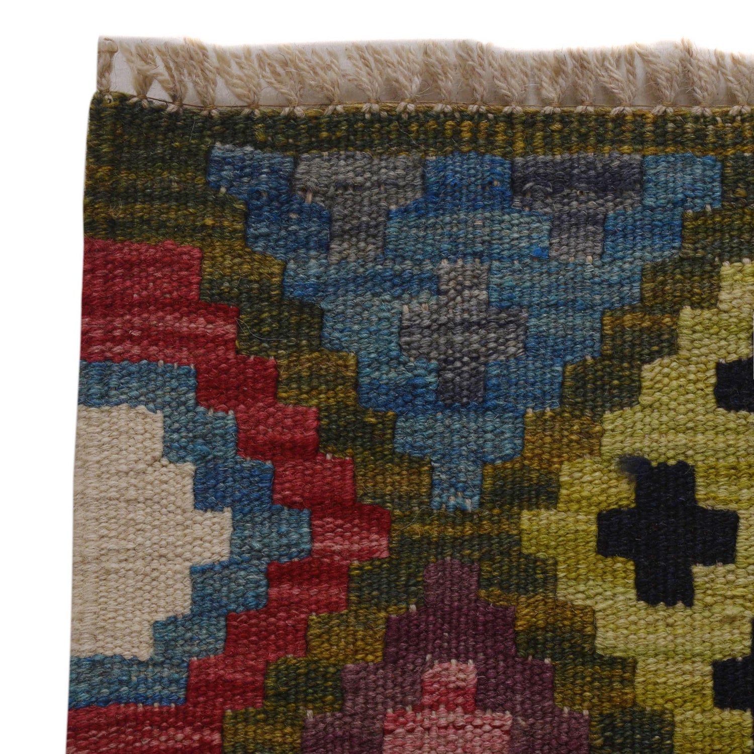 Multi Color ful Flat-Weave Wool Kilim 3' 3" x 4' 10" ft / 100 x 147 cm - No. P36450