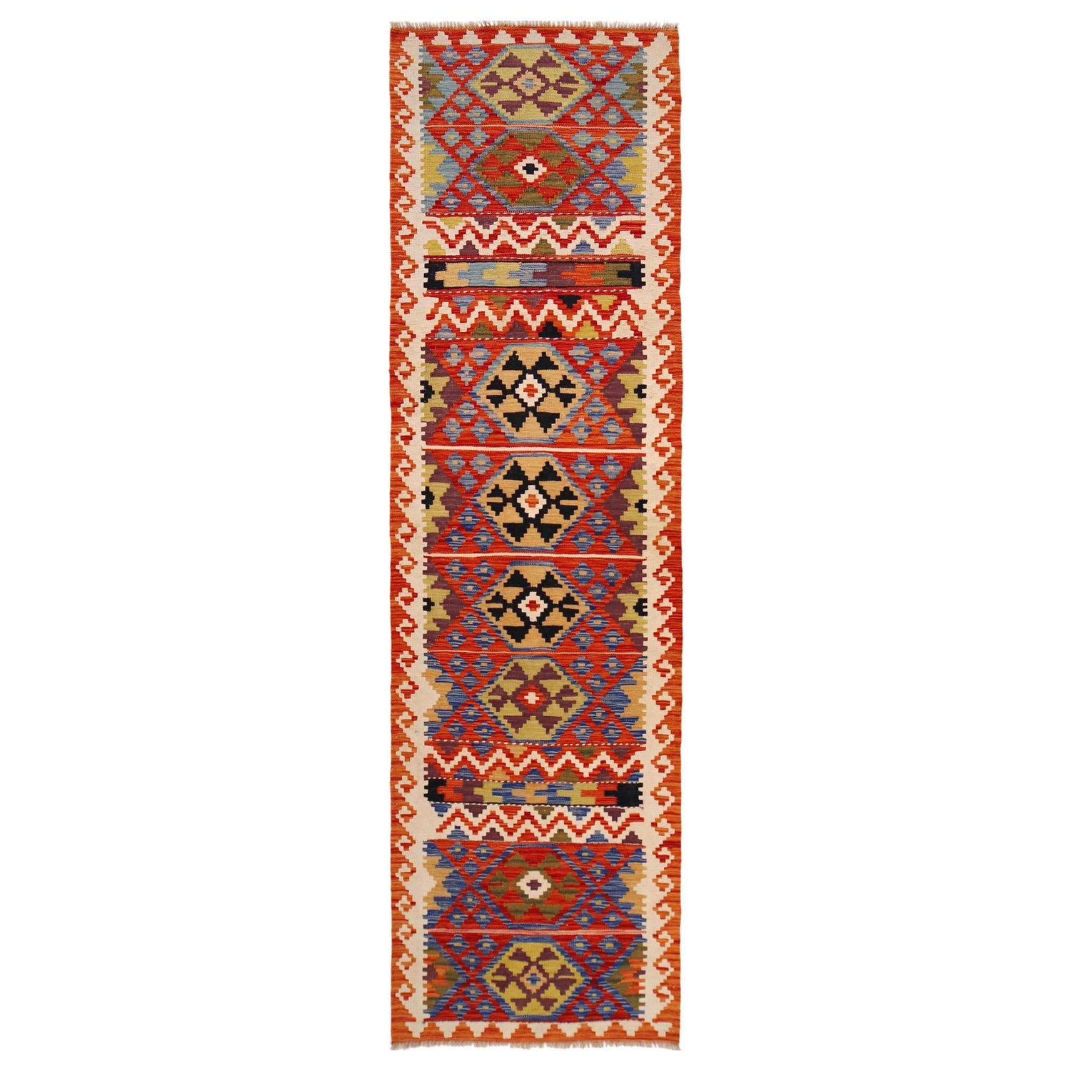 Handmade Vegetable Kelim Runner 2' 8" x 9' 10" ft / 81 x 300 cm - No. P36452