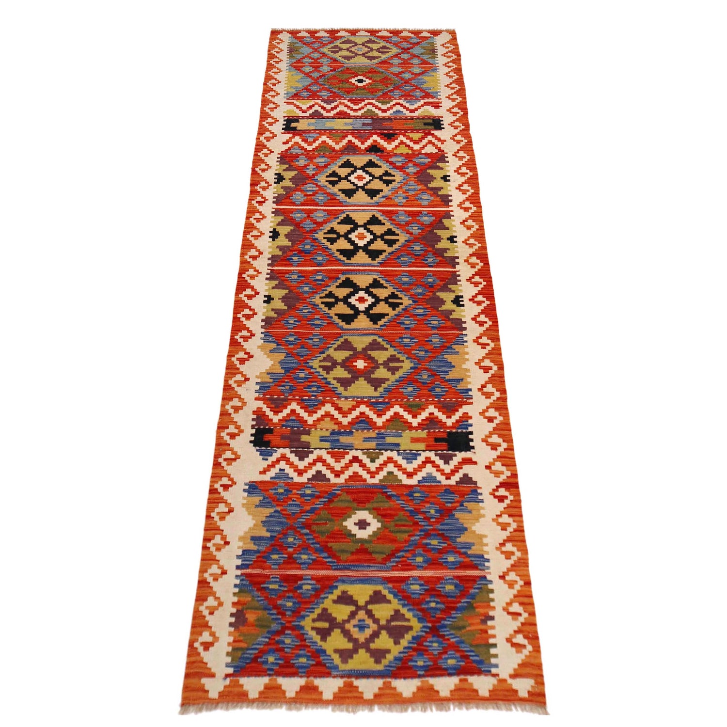 Handmade Vegetable Kelim Runner 2' 8" x 9' 10" ft / 81 x 300 cm - No. P36452