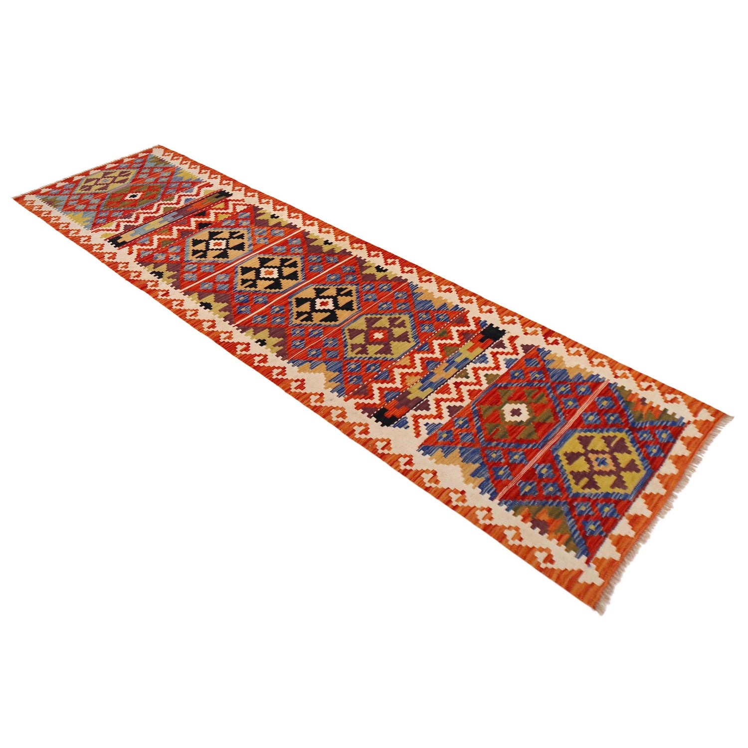 Handmade Vegetable Kelim Runner 2' 8" x 9' 10" ft / 81 x 300 cm - No. P36452