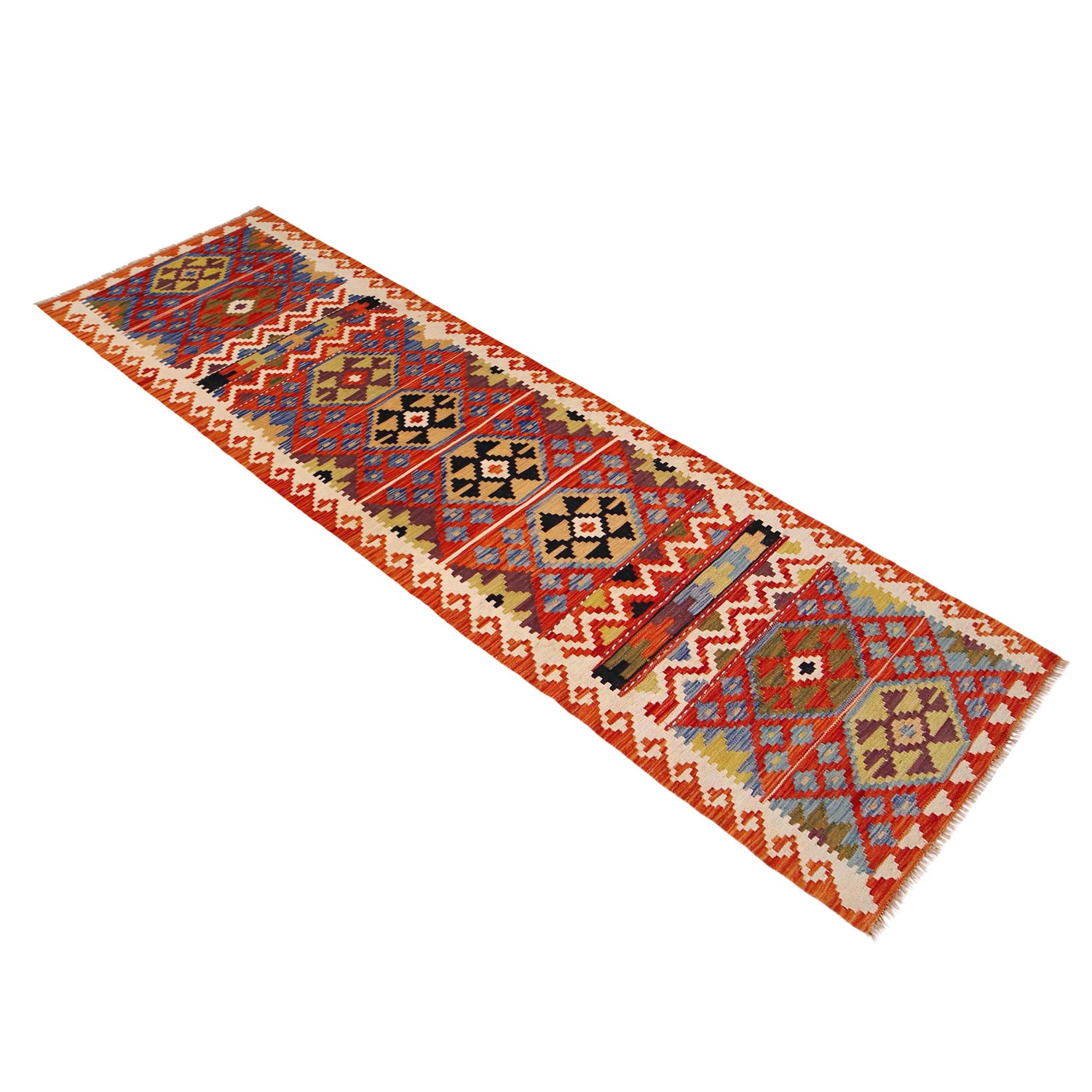 Handmade Vegetable Kelim Runner 2' 8" x 9' 10" ft / 81 x 300 cm - No. P36452