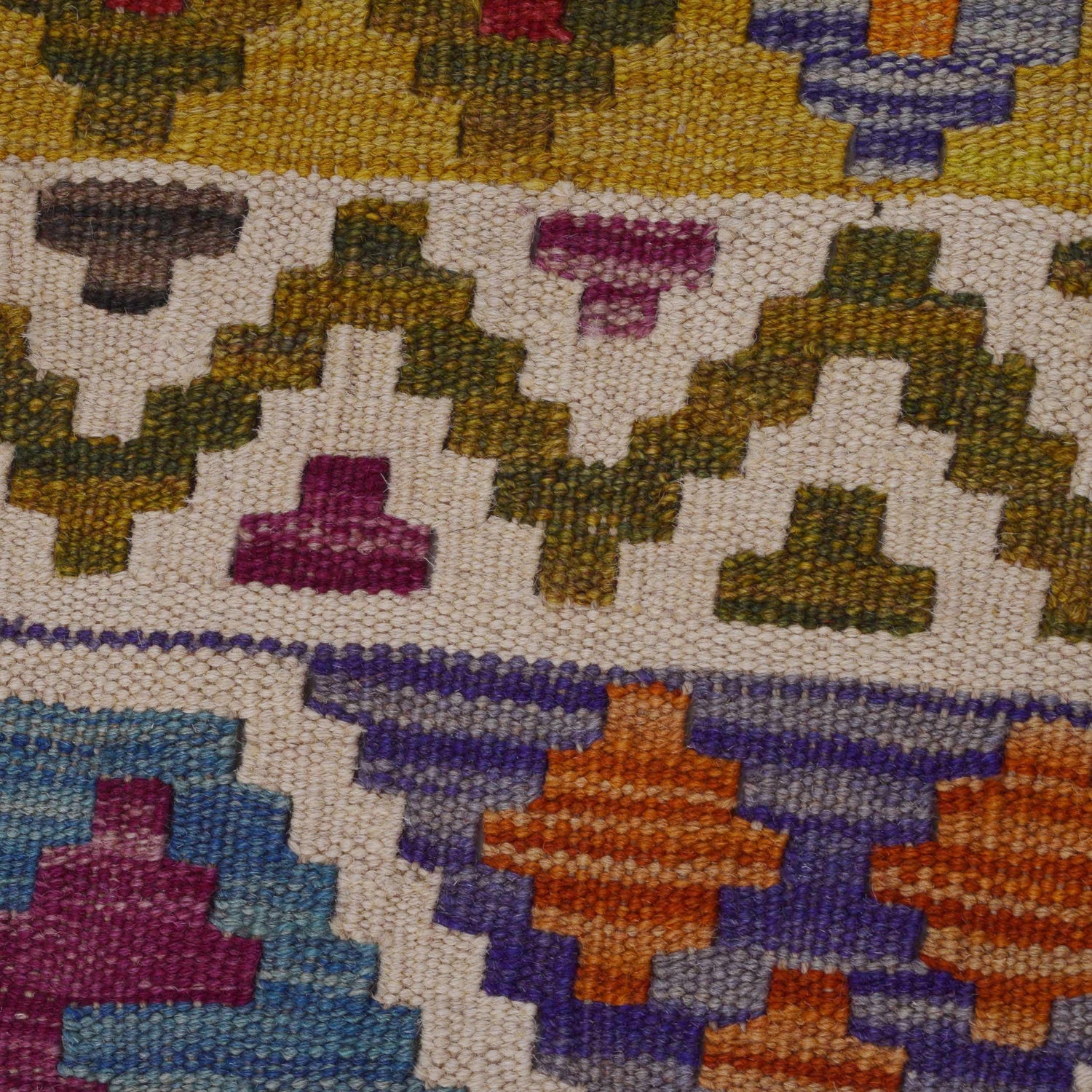 Handmade Turkish Design Wool Kilim 5' 0" x 6' 10" ft / 153 x 209 cm - No. P36454