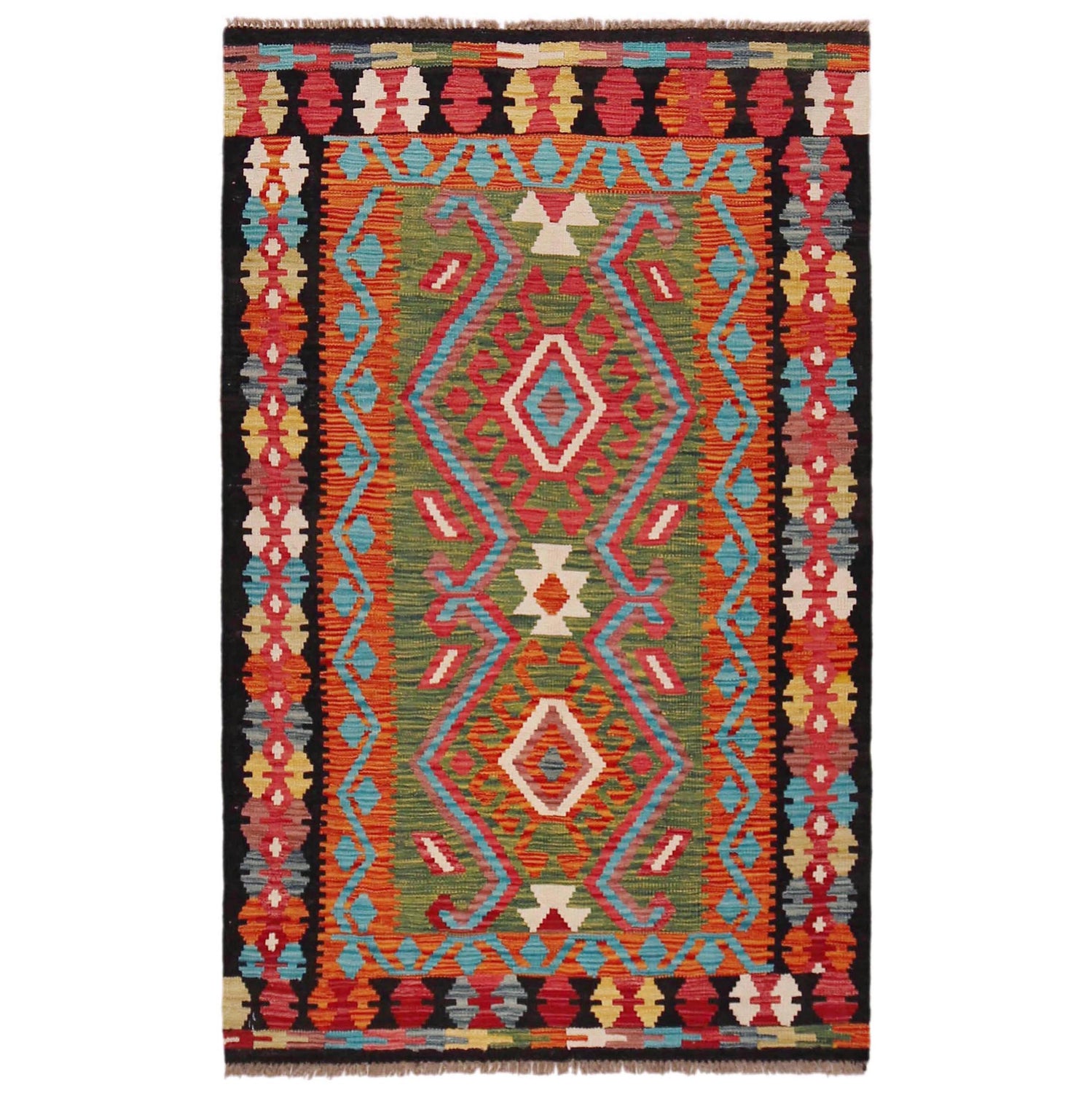 Handmade Vegetable Kilim 3' 3" x 5' 3" ft / 99 x 161 cm - No. P36461