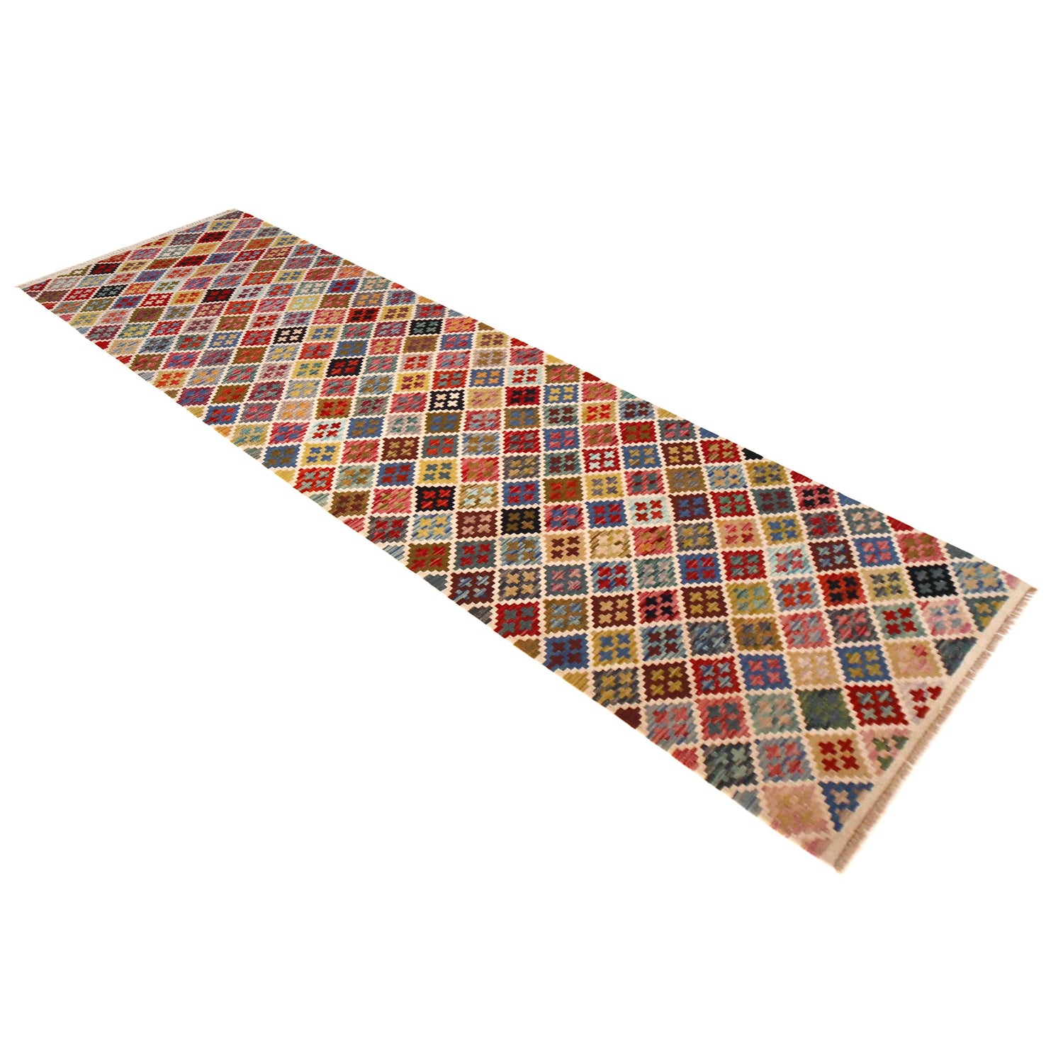 Hand Woven Wool Kelim Runner 2' 8" x 9' 8" ft / 82 x 294 cm - No. P36463