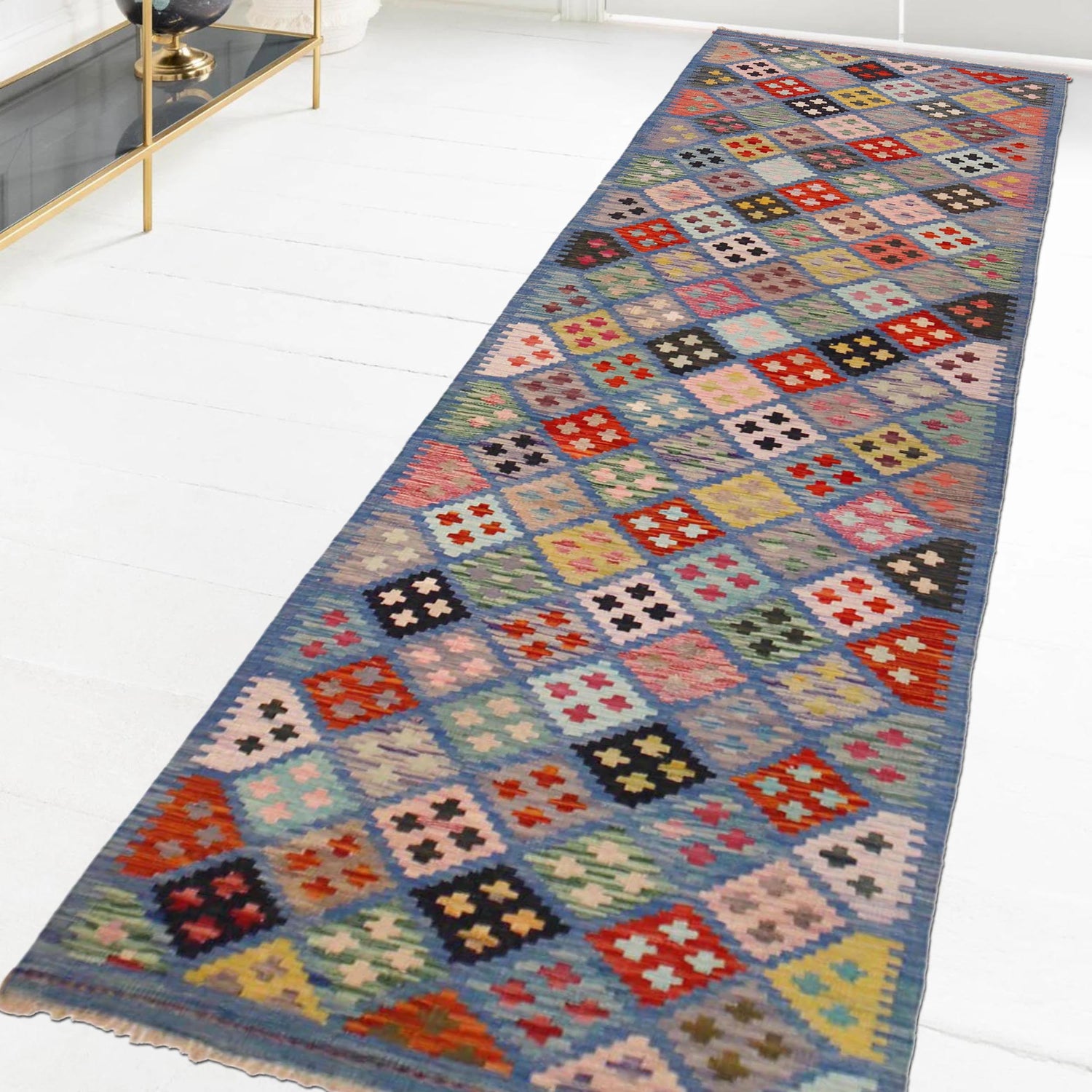 Long Chobi Kilim Runner 2' 7" x 9' 8" ft / 79 x 295 cm - No. P36465