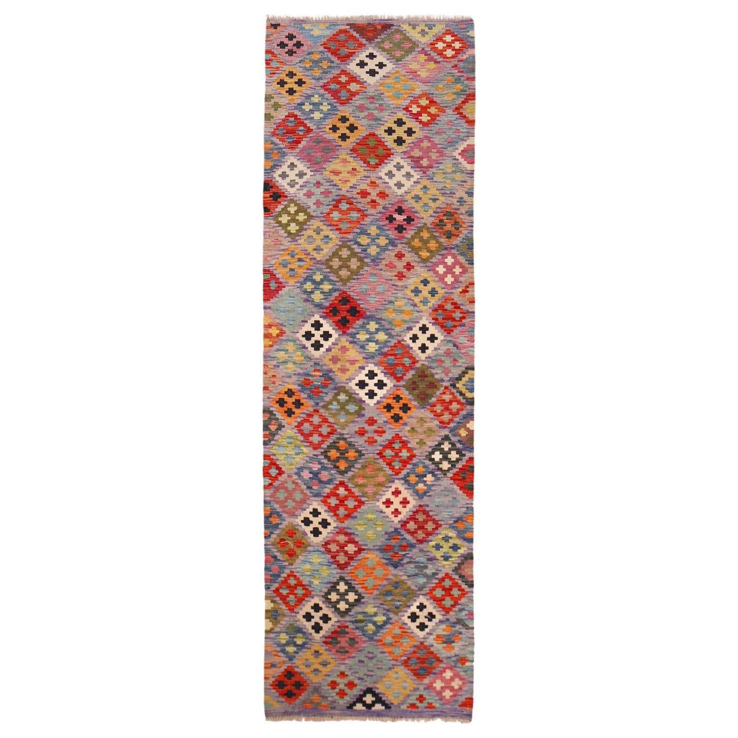 Hand Knotted Flatweave Kilim Runner 2' 7" x 9' 2" ft / 78 x 280 cm - No. P36467