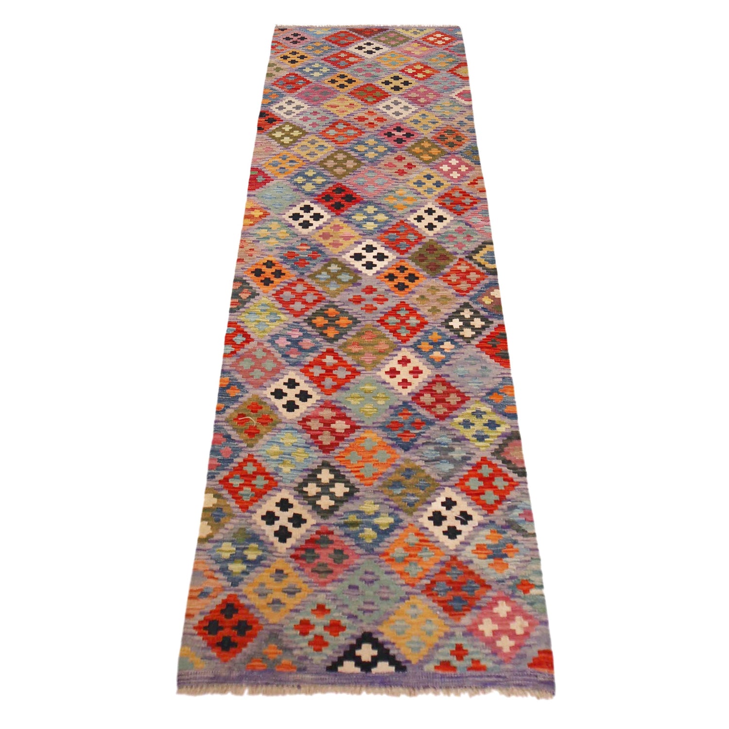 Hand Knotted Flatweave Kilim Runner 2' 7" x 9' 2" ft / 78 x 280 cm - No. P36467