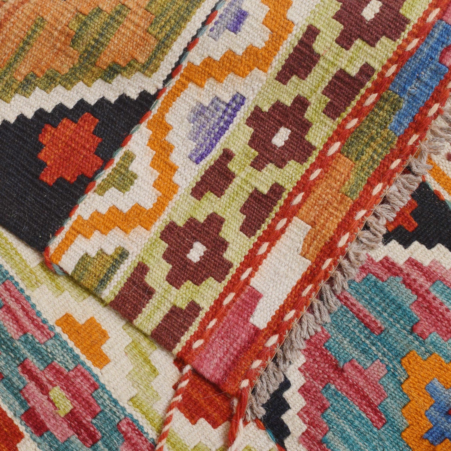 Hand Knotted Afghan Style Kilim 8' 1" x 11' 4" ft / 246 x 345 cm - No. P36471