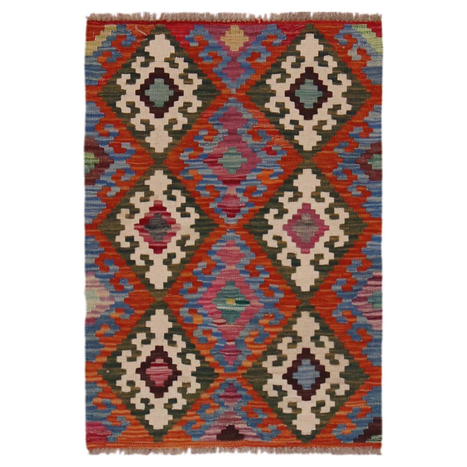 Hand Made Afghan Kilim 2' 0" x 3' 0" ft / 61 x 91 cm - No. P36473