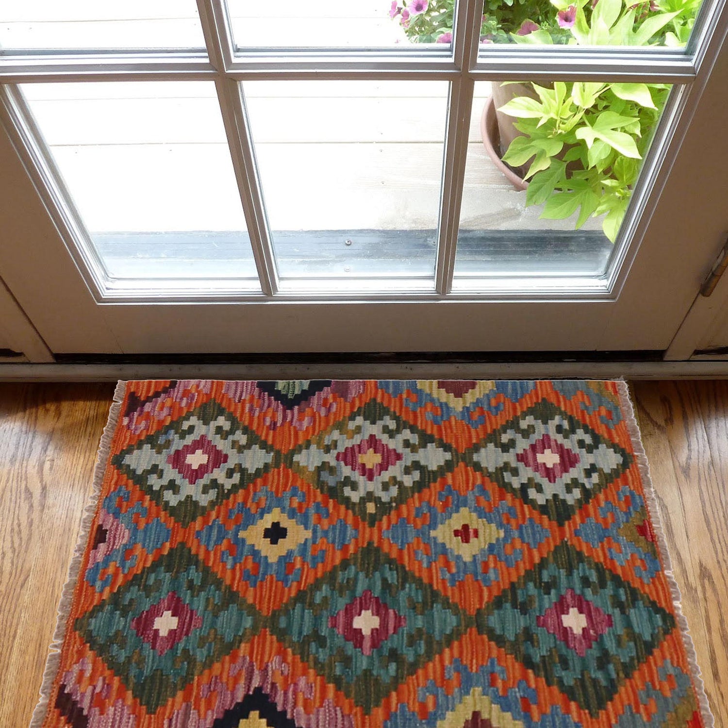 Handmade Turkish Design Wool Kilim 2' 0" x 3' 0" ft / 62 x 92 cm - No. P36479