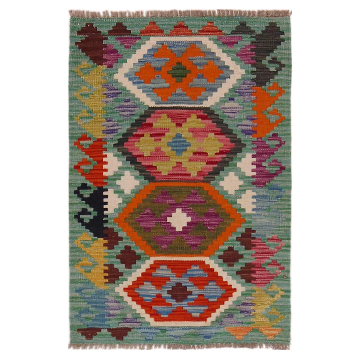 Hand Knotted Flatweave Kilim 1' 11" x 3' 3" ft / 59 x 98 cm - No. P36484
