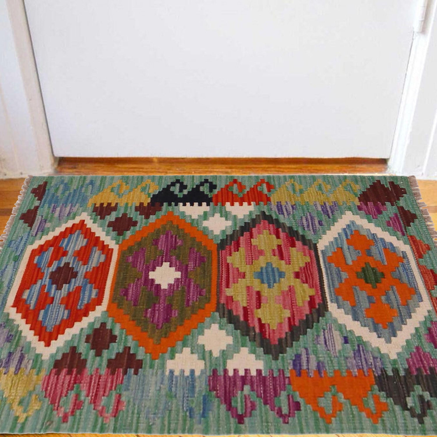 Hand Knotted Flatweave Kilim 1' 11" x 3' 3" ft / 59 x 98 cm - No. P36484