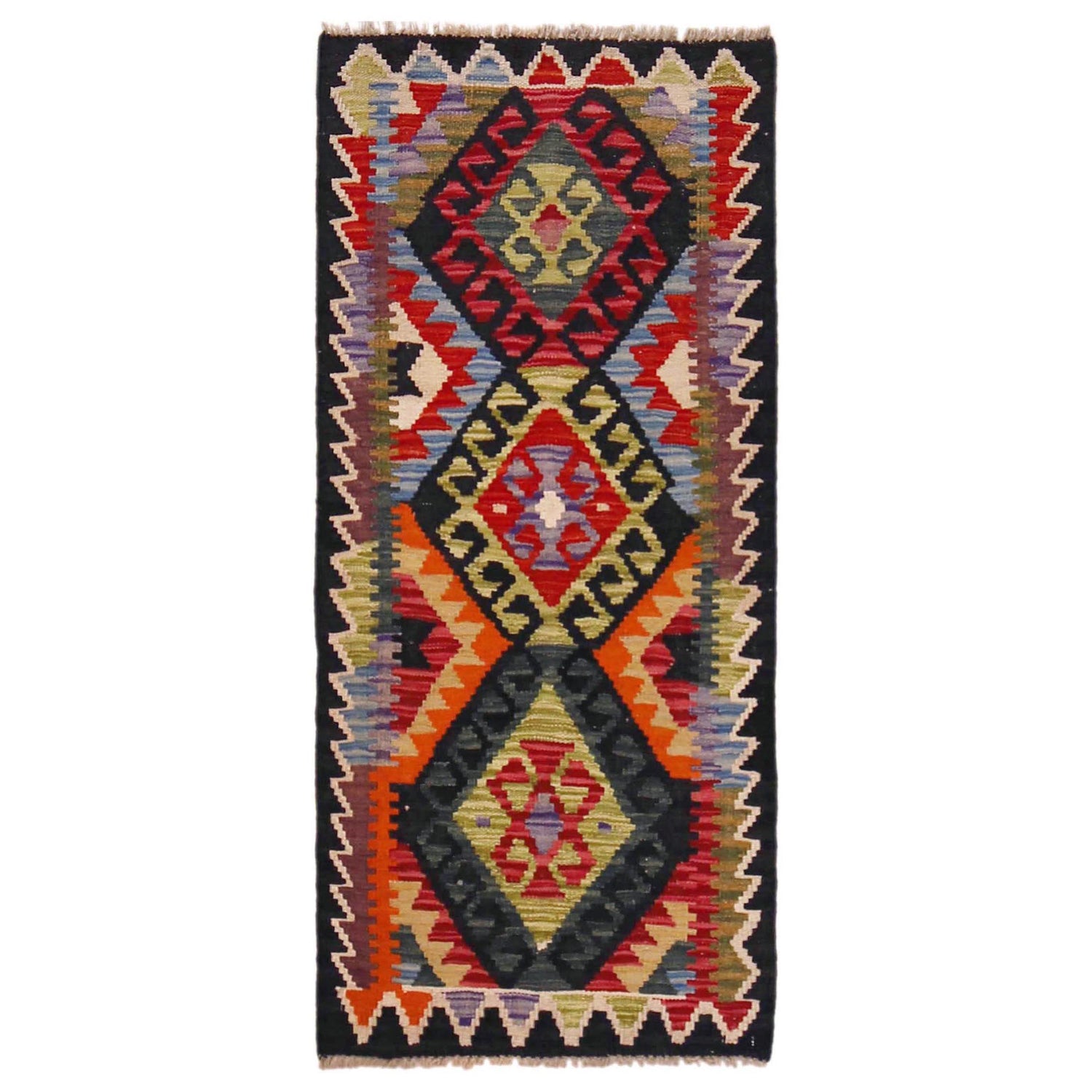 Handmade Vegetable Kelim Runner 2' 0" x 4' 9" ft / 60 x 146 cm - No. P36486