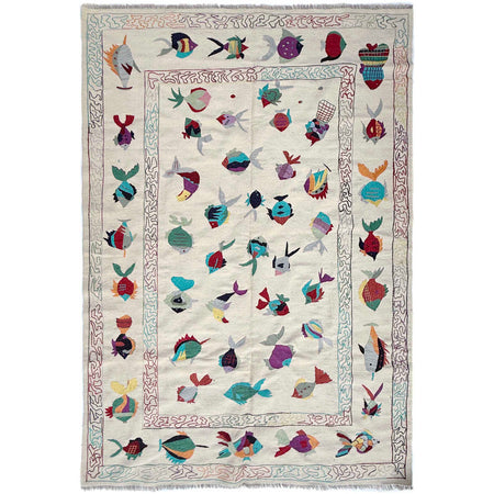 Design Embroidery Kilim 6' 4" x 9' 10" ft / 193 x 299 cm - No. P36863