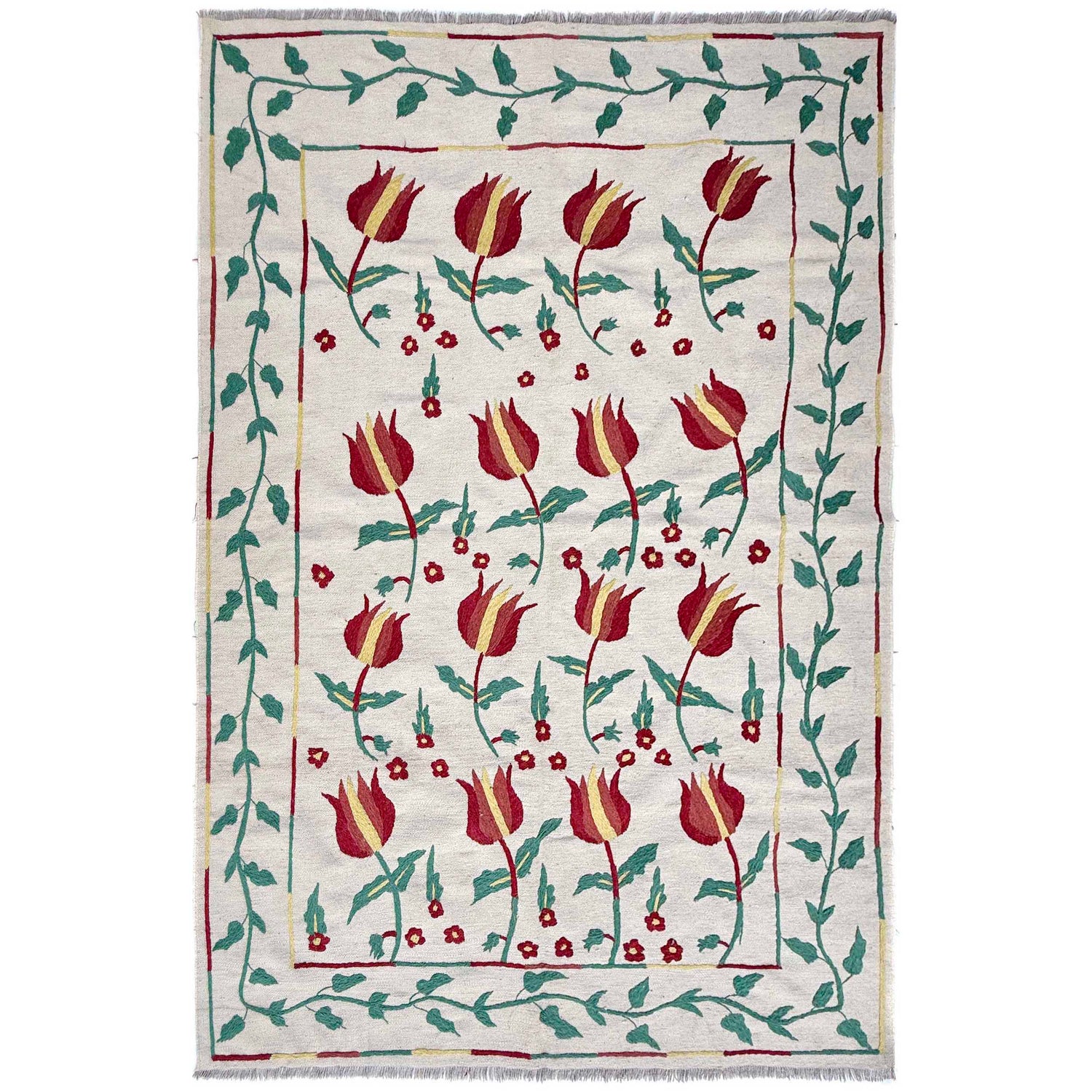 Hand Made Embroidery Kilim 5' 7" x 7' 10" ft / 169 x 240 cm - No. P36864
