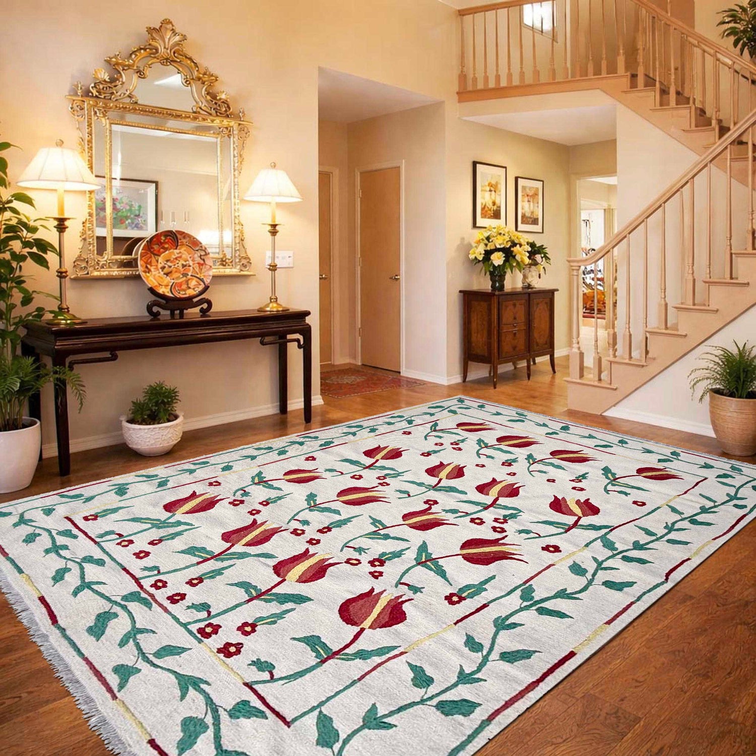 Hand Made Embroidery Kilim 5' 7" x 7' 10" ft / 169 x 240 cm - No. P36864