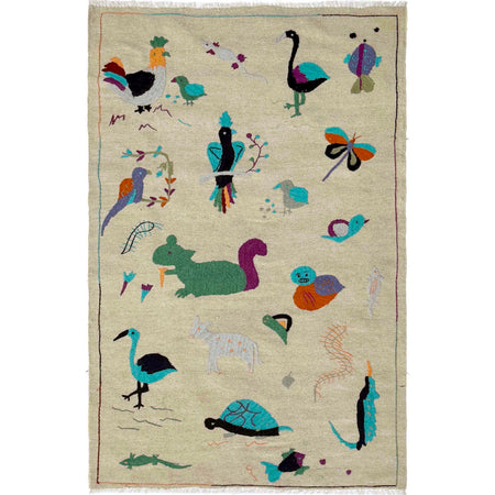 Design Embroidery Kilim 3' 8" x 6' 3" ft / 111 x 190 cm - No. P36865
