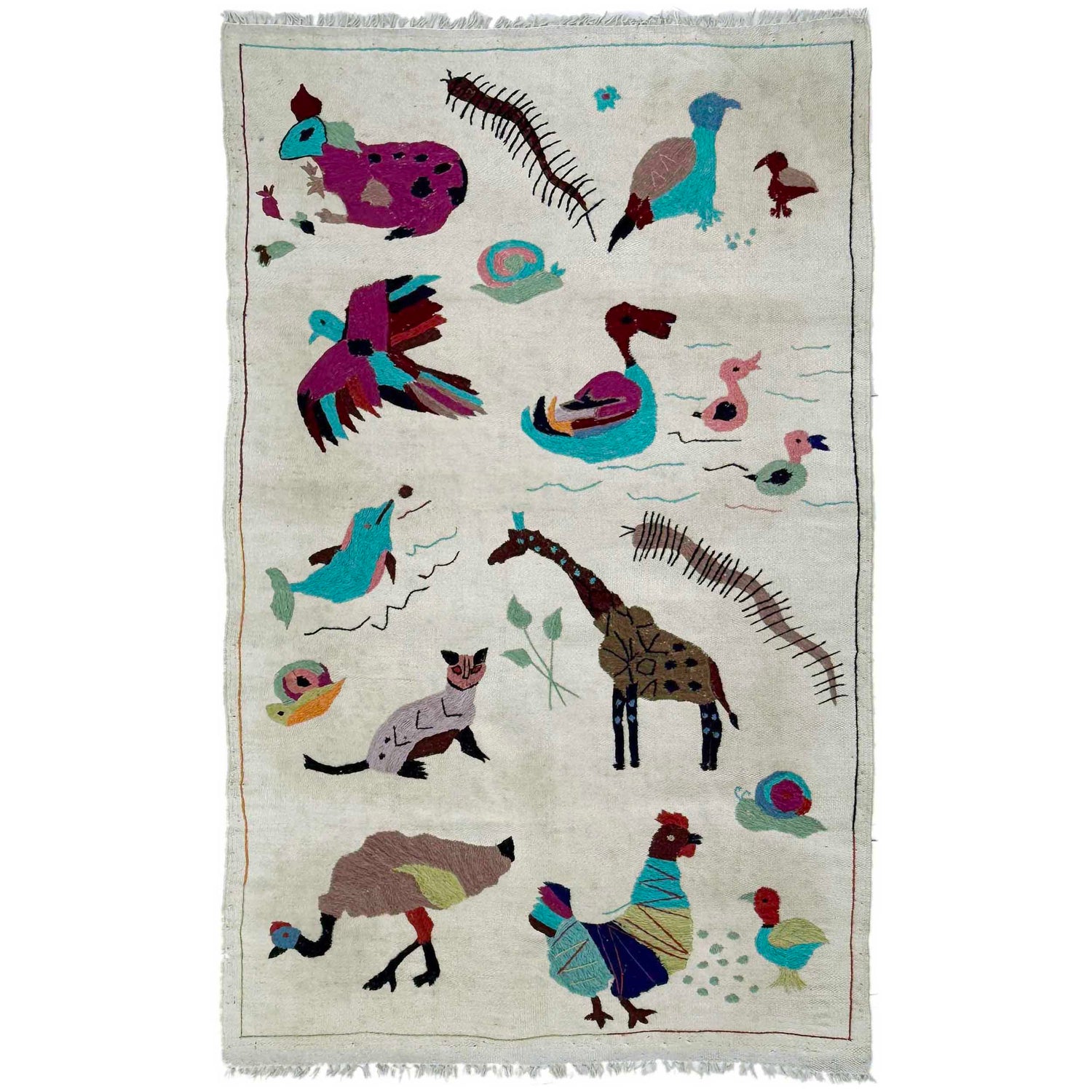 Hand Knotted Embroidery Kelim 3' 1" x 5' 4" ft / 95 x 162 cm - No. P36869