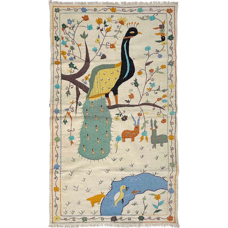 Hand Made Embroidery Kilim 3' 4" x 6' 7" ft / 102 x 200 cm - No. P36870