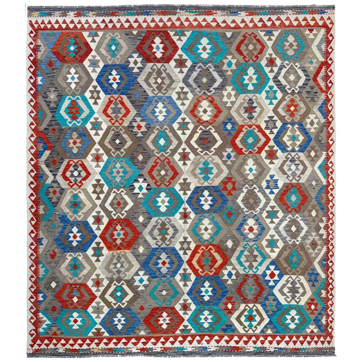 Hand Made Afghan Kilim 8' 3" x 10' 0" ft / 252 x 304 cm - No. P36878