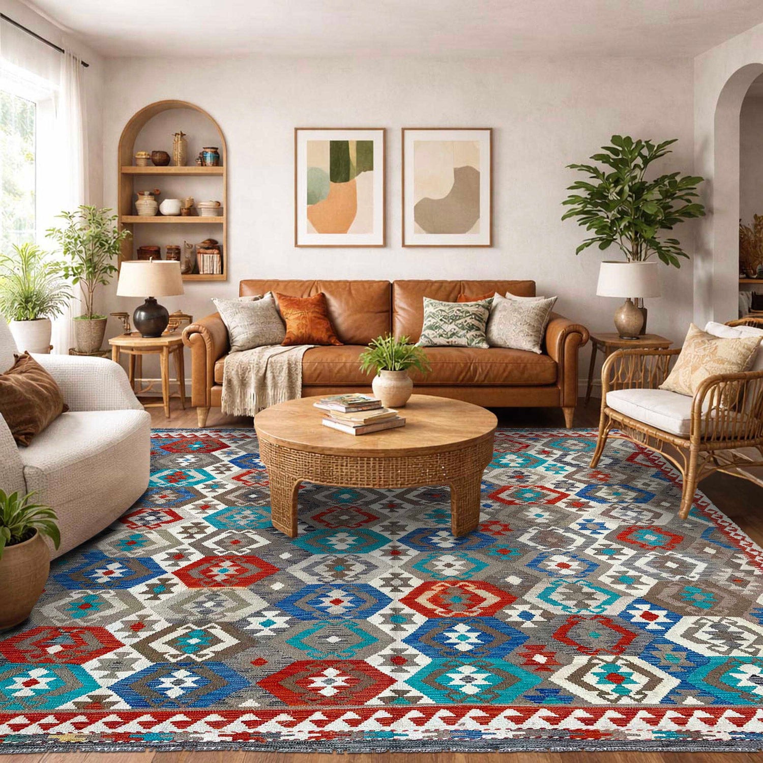 Hand Made Afghan Kilim 8' 3" x 10' 0" ft / 252 x 304 cm - No. P36878