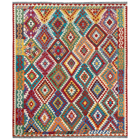 Hand Knotted Afghan Style Kilim 8' 5" x 10' 1" ft / 256 x 308 cm - No. P36881