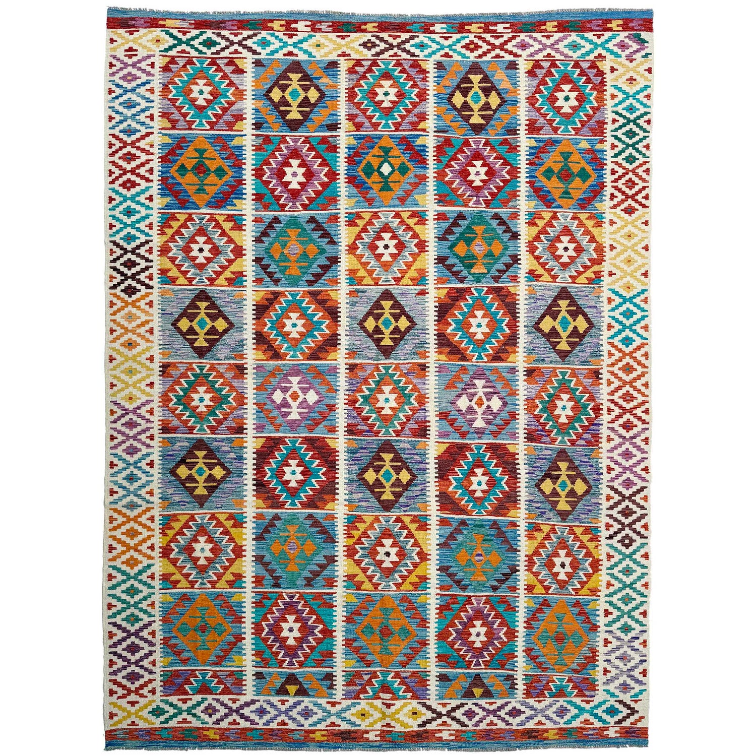 Handmade Afghan Vegetable Kilim 8' 2" x 11' 8" ft / 249 x 355 cm - No. P36889
