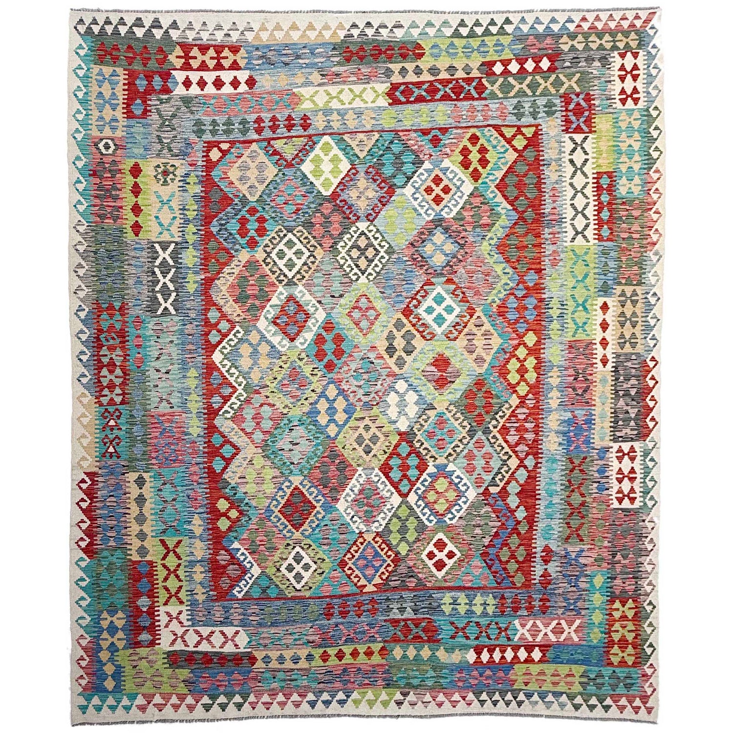 Hand Made Afghan Kilim 8' 10" x 11' 6" ft / 270 x 350 cm - No. P36891