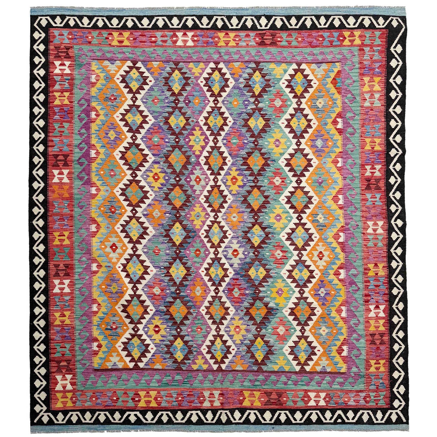 Handmade Afghan Vegetable Kilim 8' 4" x 9' 9" ft / 255 x 298 cm - No. P36906