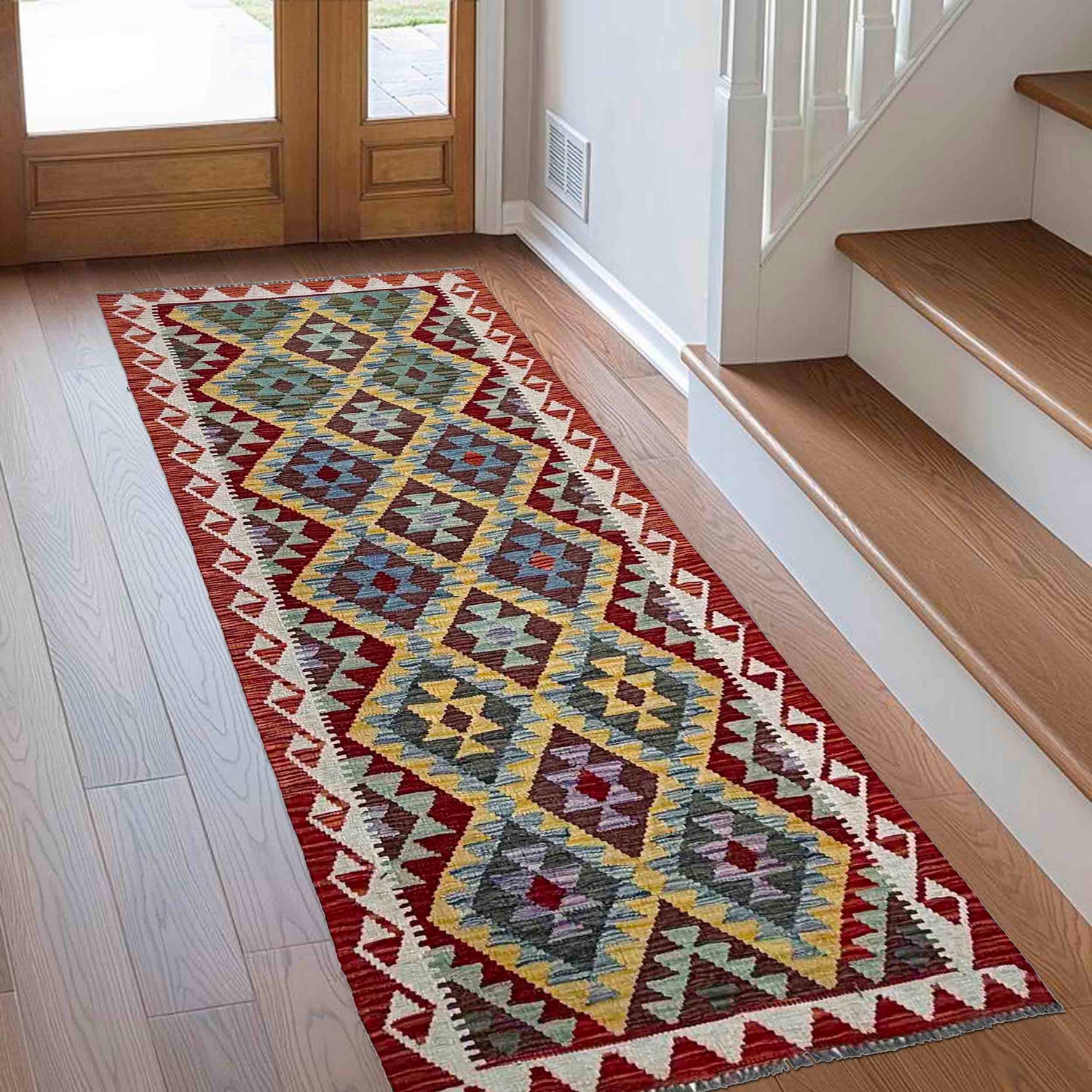 Hand Made Afghan Kilim Runner 2' 9" x 7' 9" ft / 85 x 235 cm - No. P36945