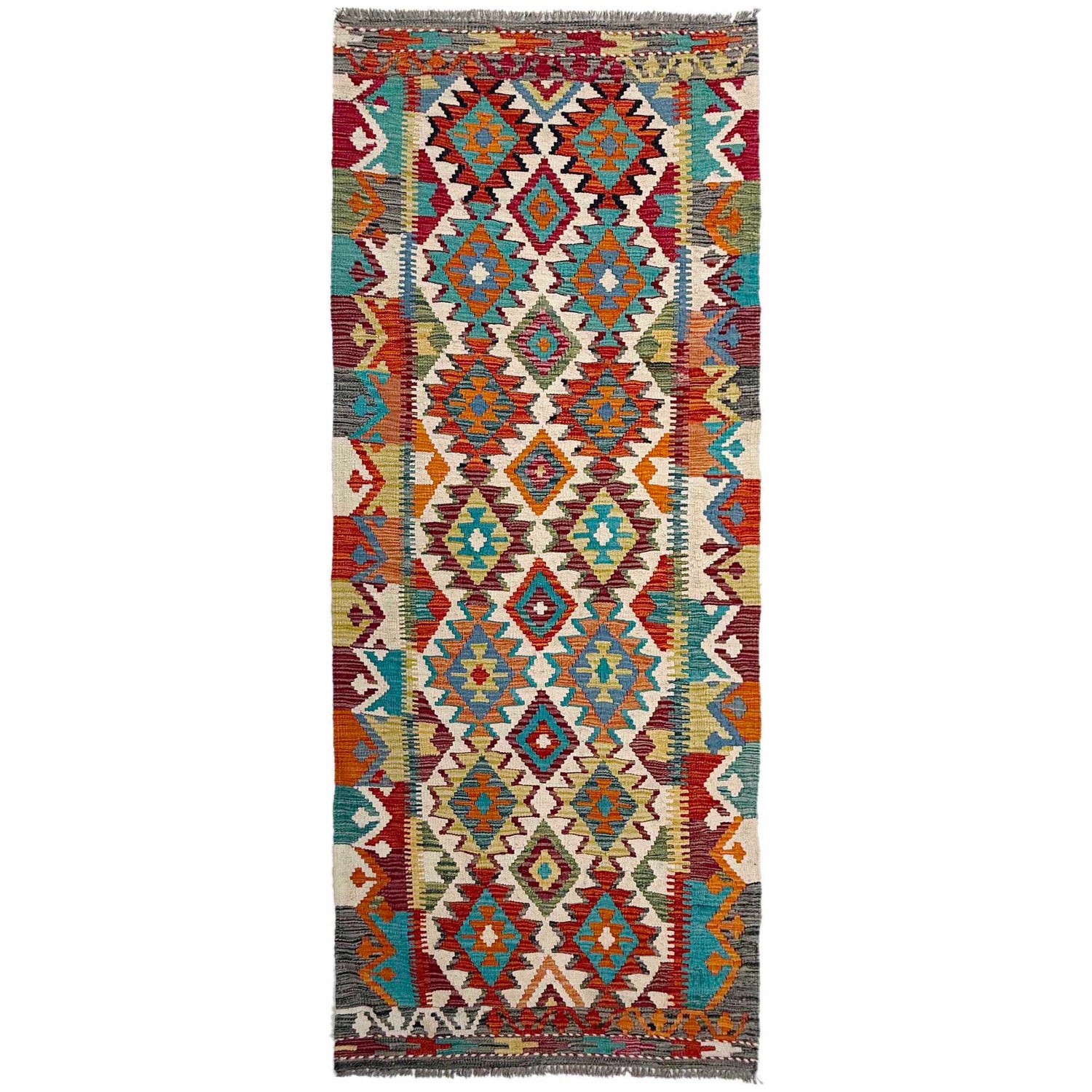 Handmade Vegetable Kilim Runner 2' 8" x 7' 10" ft / 82 x 240 cm - No. P36946