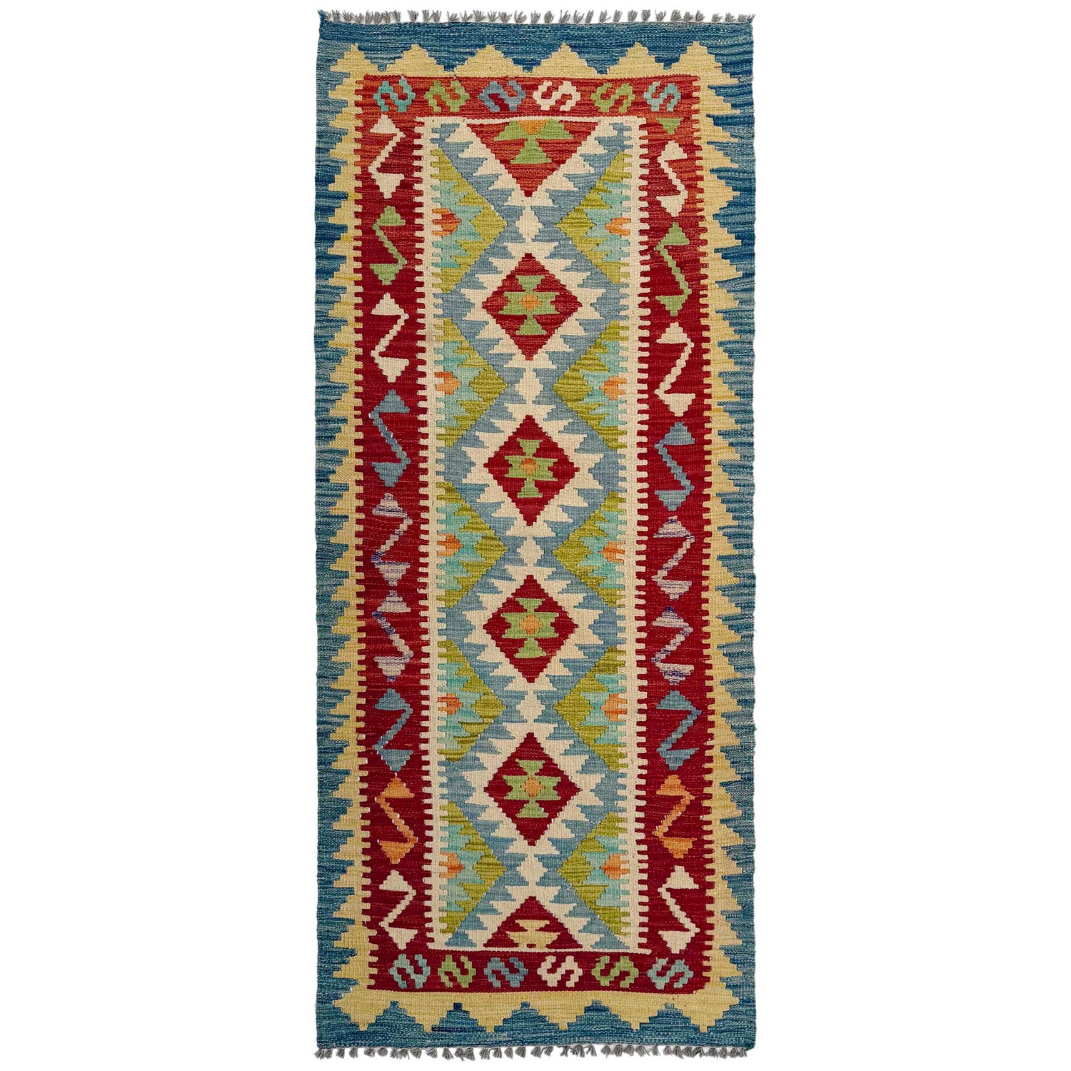 Handmade Vegetable Kelim Runner 2' 6" x 6' 4" ft / 77 x 193 cm - No. P36966