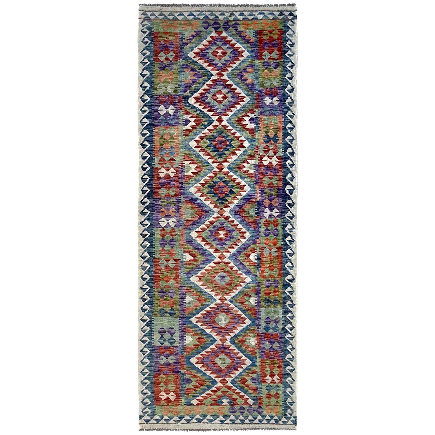 Long Kilim Runner 3' 1" x 10' 0" ft / 95 x 306 cm - No. P36973