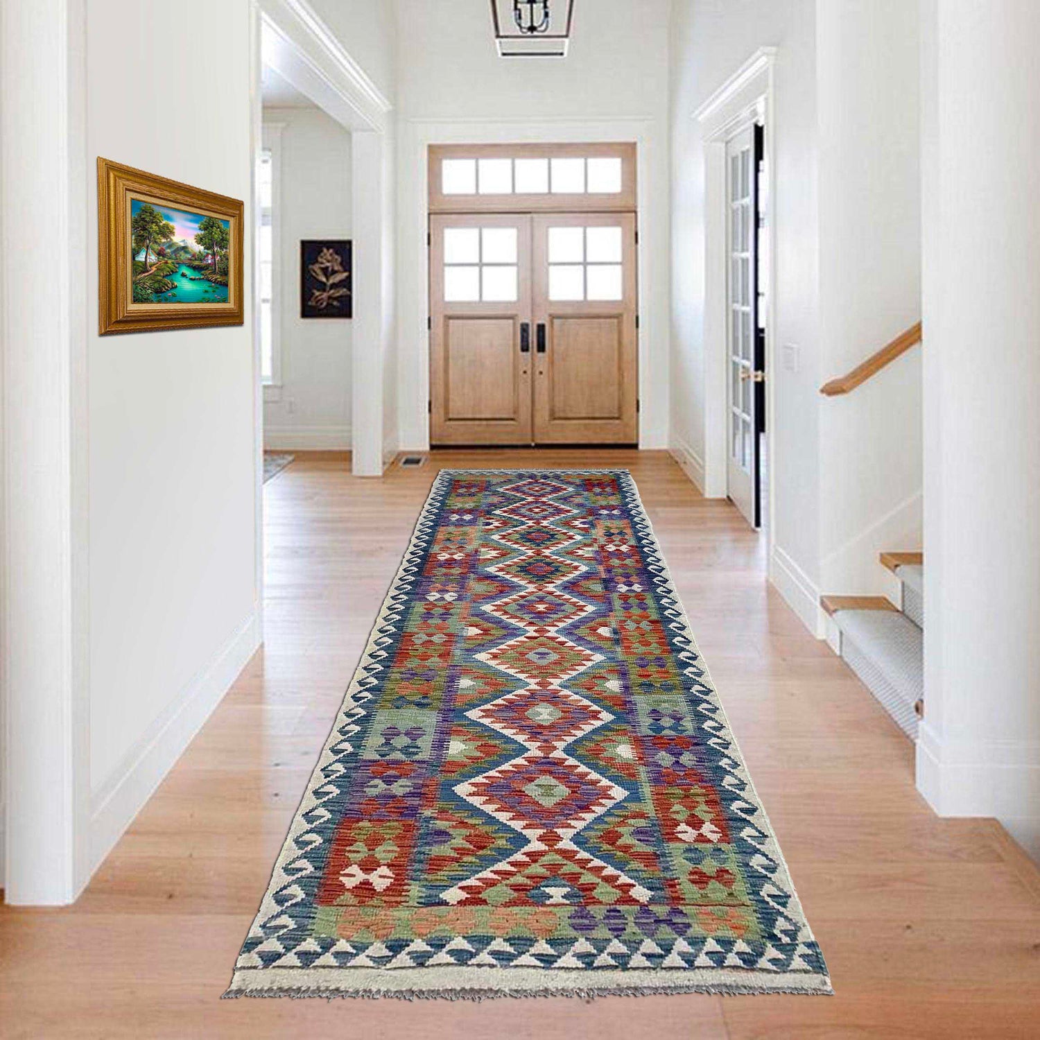 Long Kilim Runner 3' 1" x 10' 0" ft / 95 x 306 cm - No. P36973