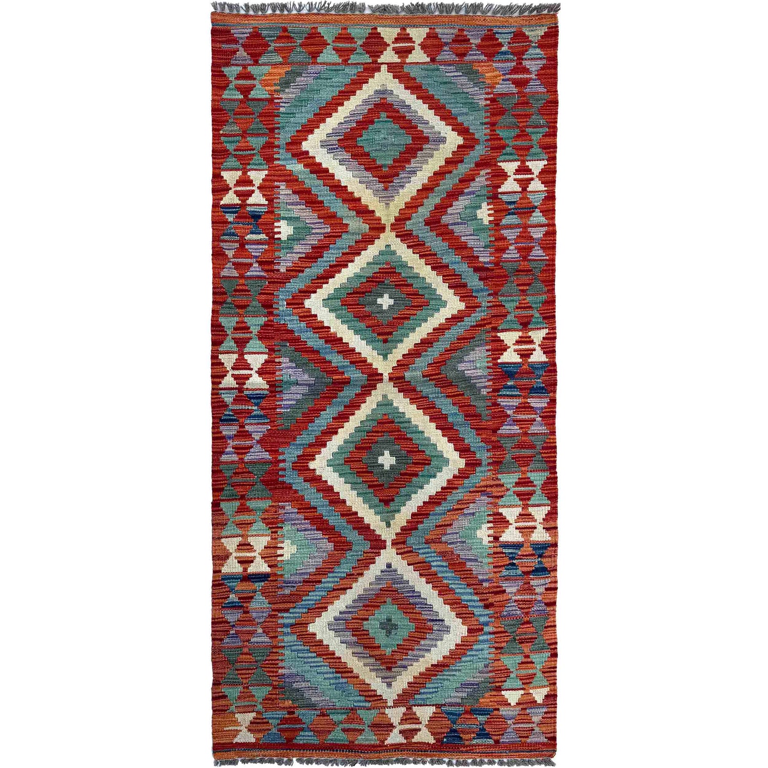 Hand Knotted Flatweave Kilim Runner 2' 7" x 6' 4" ft / 79 x 194 cm - No. P37002