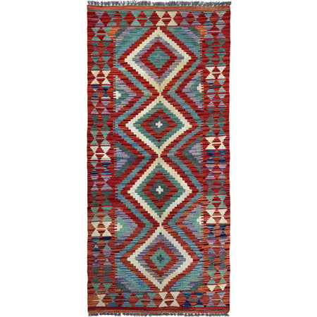 Hand Knotted Flatweave Kilim Runner 2' 7" x 6' 4" ft / 79 x 194 cm - No. P37002