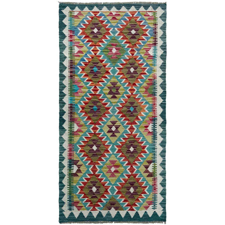 Hand Made Afghan Kilim Runner 2' 7" x 6' 3" ft / 80 x 190 cm - No. P37005