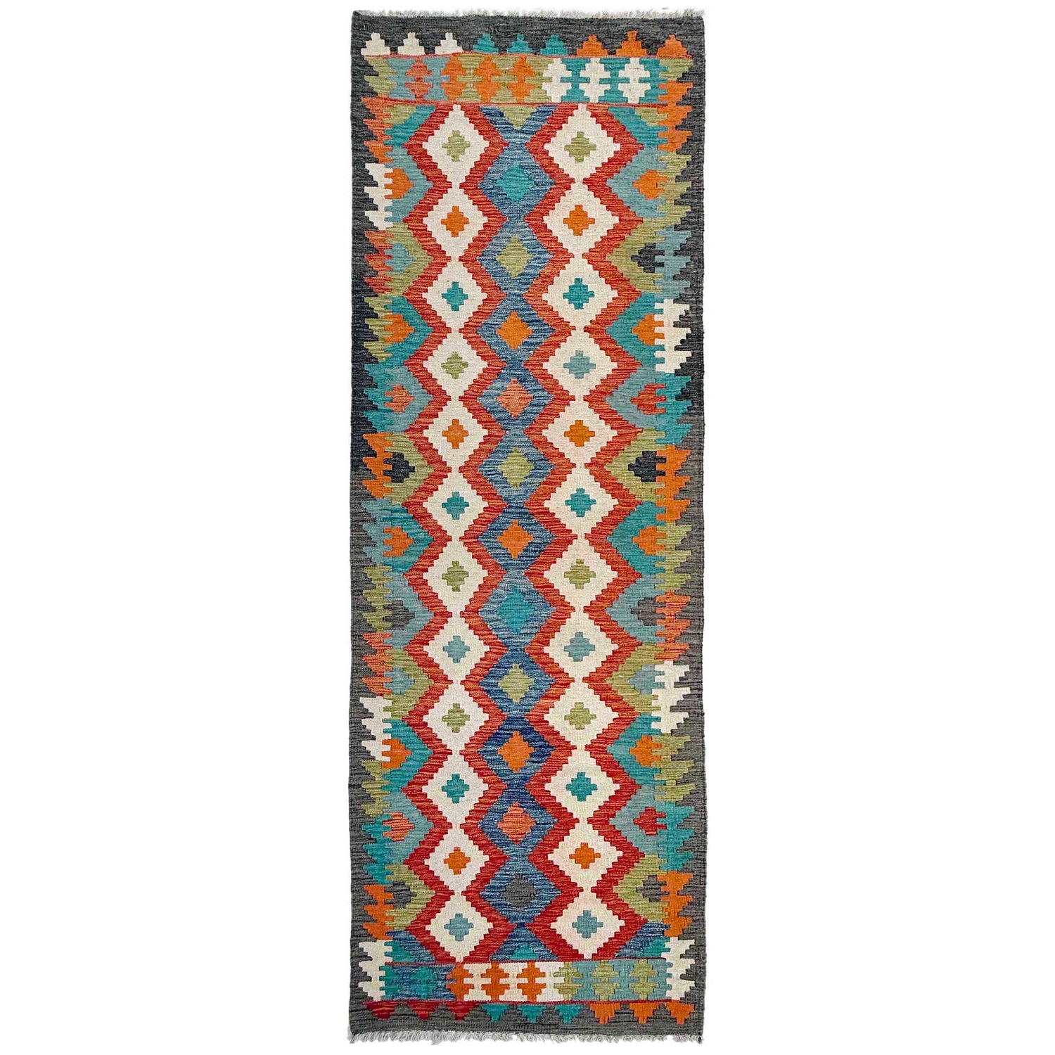 Handmade Vegetable Kilim Runner 2' 7" x 9' 9" ft / 80 x 296 cm - No. P37014