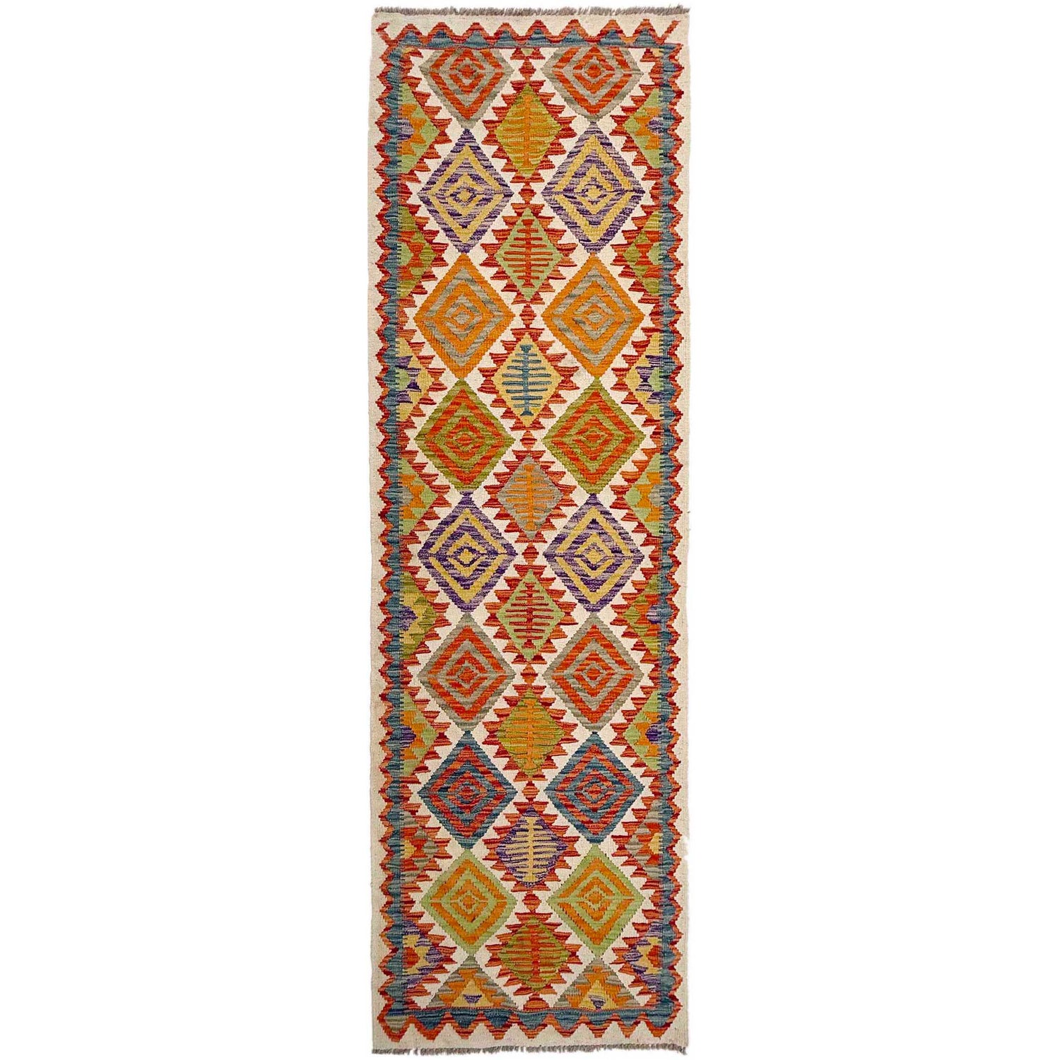 Hand Knotted Flatweave Kilim Runner 2' 9" x 10' 2" ft / 84 x 310 cm - No. P37024