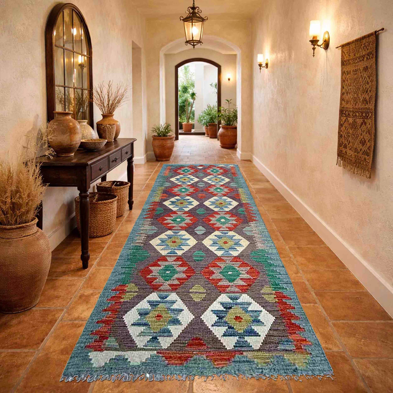 Handmade Vegetable Kelim Runner 2' 7" x 9' 4" ft / 79 x 285 cm - No. P37029