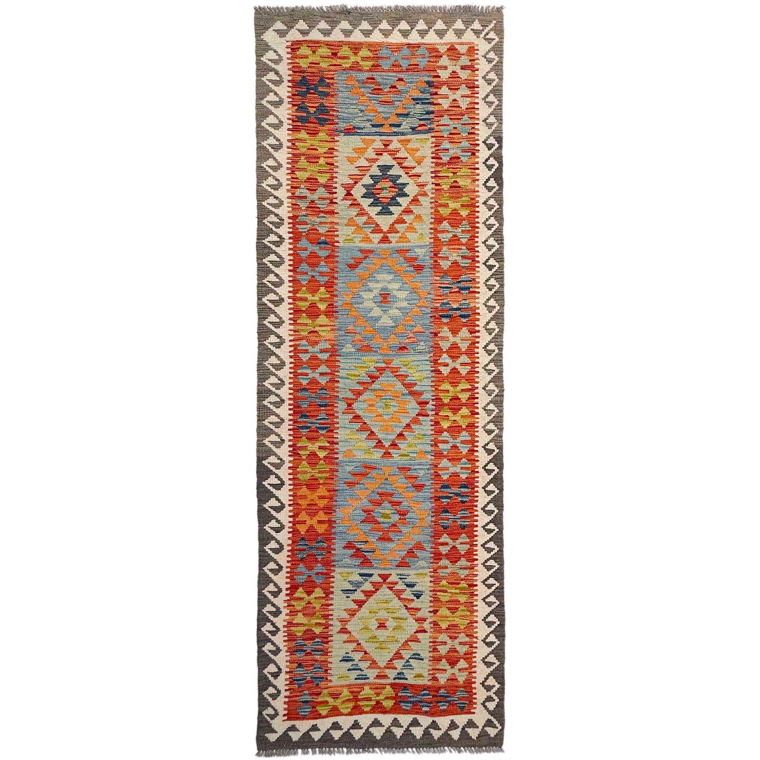 Handmade Afghan Vegetable Kilim Runner 2' 10" x 9' 6" ft / 87 x 290 cm - No. P37030
