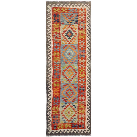 Handmade Afghan Vegetable Kilim Runner 2' 10" x 9' 6" ft / 87 x 290 cm - No. P37030