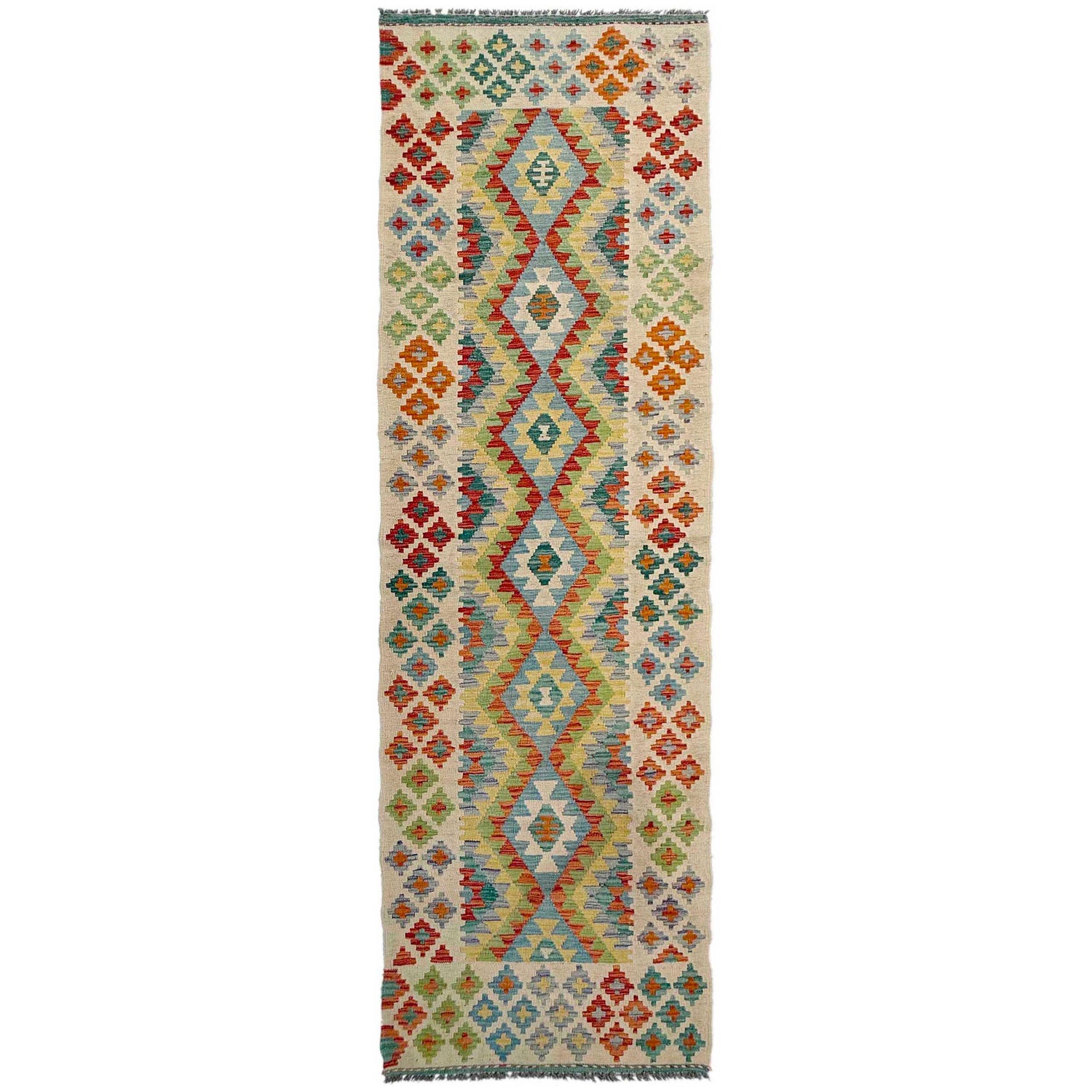 Hand Made Afghan Kilim Runner 2' 7" x 10' 1" ft / 79 x 308 cm - No. P37031