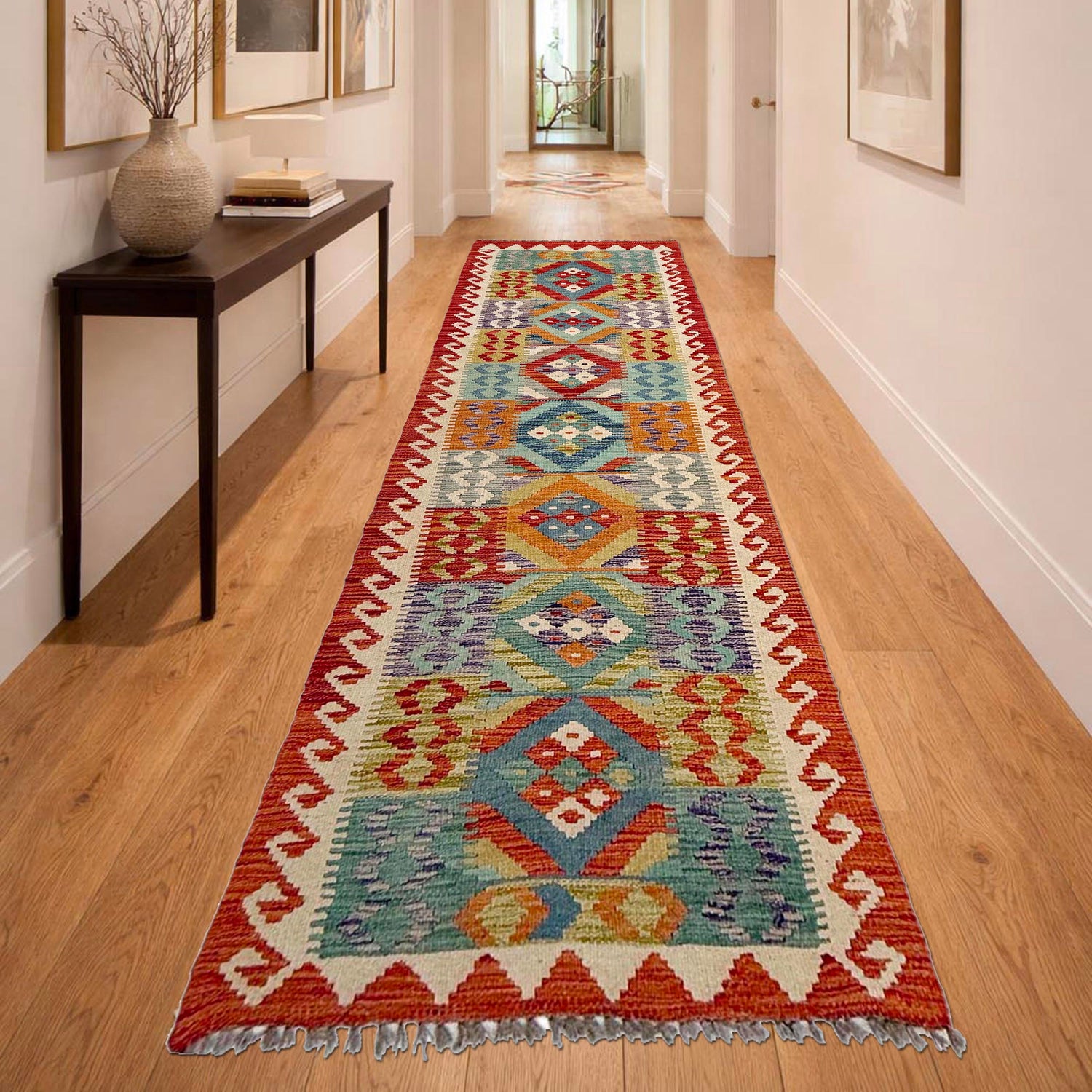 Long Kilim Runner 2' 7" x 9' 1" ft / 78 x 276 cm - No. P37032