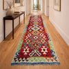 Multi Color ful Flat-Weave Wool Kilim Runner 2' 7" x 9' 11" ft / 79 x 303 cm - No. P37033