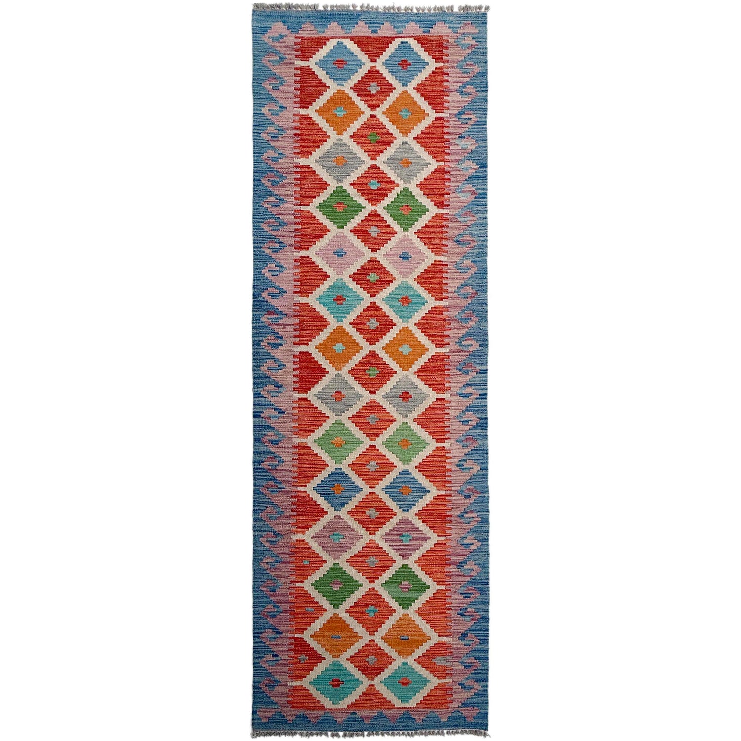 Handmade Vegetable Kilim Runner 2' 6" x 9' 9" ft / 77 x 297 cm - No. P37034