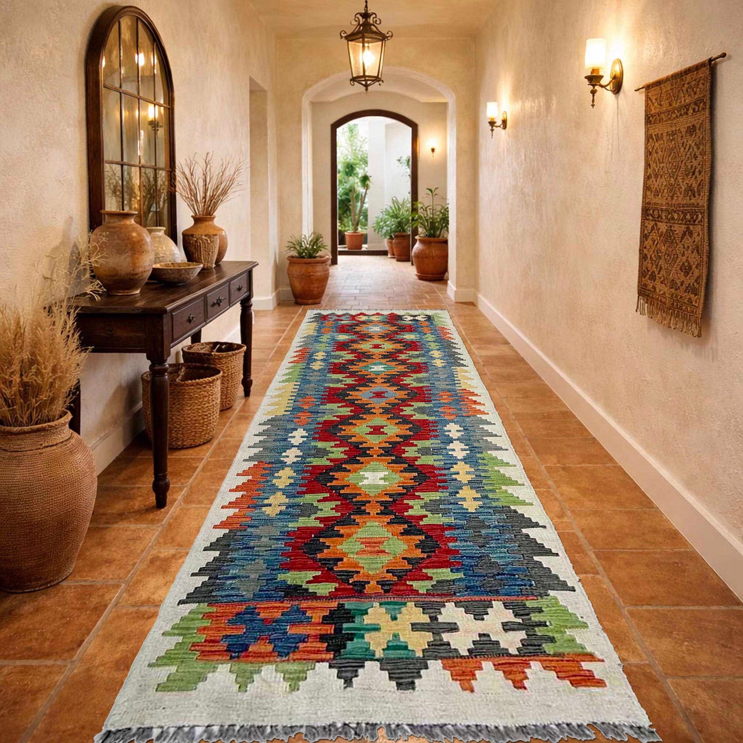 Handmade Vegetable Kelim Runner 2' 7" x 9' 3" ft / 80 x 283 cm - No. P37039