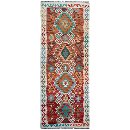 Hand Woven Wool Kelim Runner 2' 9" x 9' 9" ft / 85 x 298 cm - No. P37040