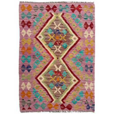 Multi Color ful Flat-Weave Wool Kilim 2' 7" x 3' 11" ft / 78 x 119 cm - No. P37047